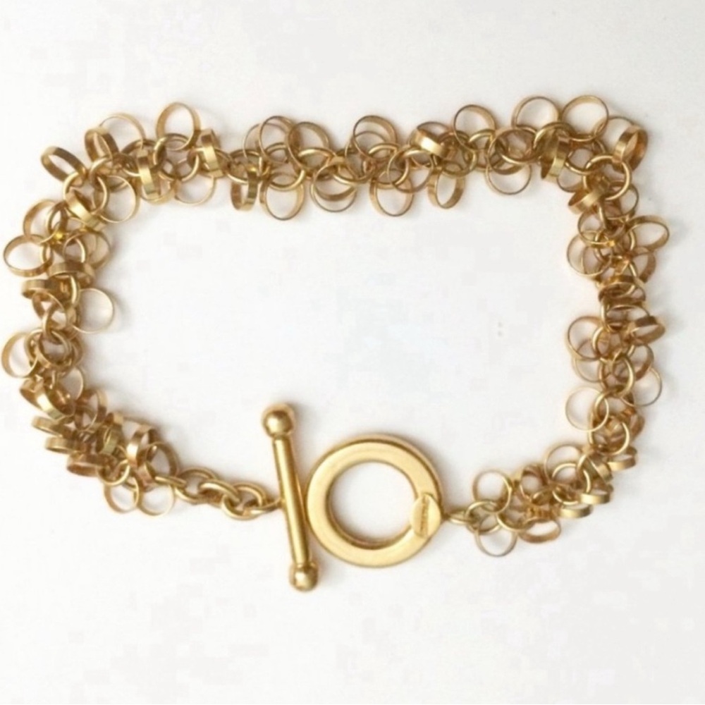 Rare 18K Gold Circle Tassel Chain Bracelet / Solid Gold